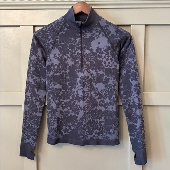 Krimson Klover Tops - Krimson Klover Flora Zip Neck Baselayer Top Long Sleeve Gray Purple Size XS / S